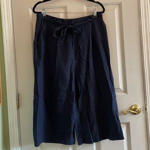 ASOS Linen Navy Wide Leg Pants